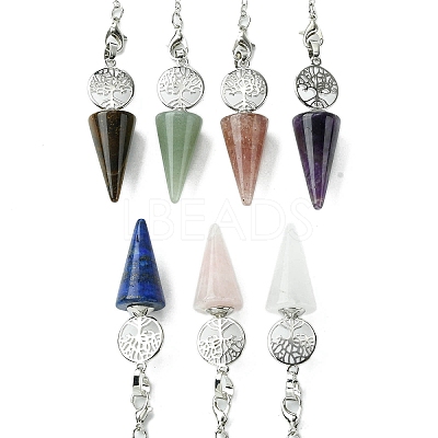 Natural Mixed Stone Cone Dowsing Pendulum Big Pendants G-C114-02P-1