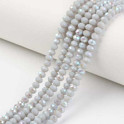 Electroplate Opaque Solid Color Glass Beads Strands EGLA-A034-P6mm-L-1