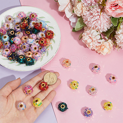 90Pcs 15 Colors Polyester & Plastic Paillette European Beads FIND-PH0029-13-1