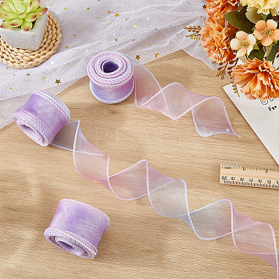 3Rolls Polyester Organza Ribbons SRIB-CY0001-37B-1