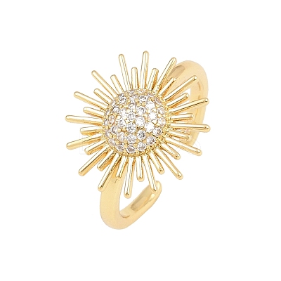 Sun Brass Micro Pave Cubic Zirconia Cuff Open Rings for Women CU-CBA0A21-05G-1