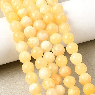 Natural Yellow Jade Beads Strands G-Q462-8mm-36-1