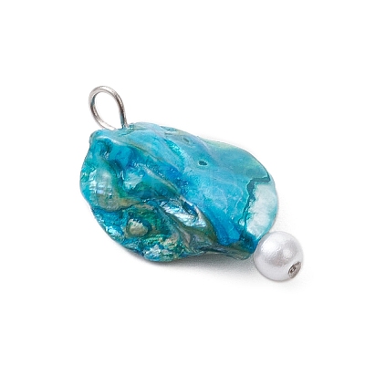 Bohemian Natural Freshwater Shell Dyed Pendants PALLOY-JF04156-1