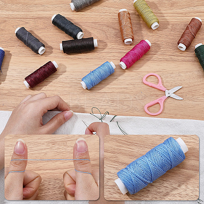 12 Rolls 12 Colors Round Waxed Polyester Twisted Cord YC-CL0001-03B-1