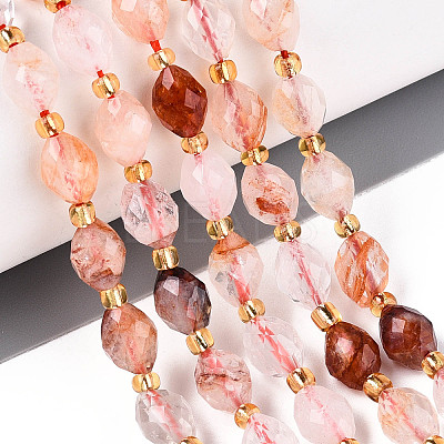 Natural Hematoid Quartz/Ferruginous Quartz Beads Strands G-N342-53-8x6-13-1