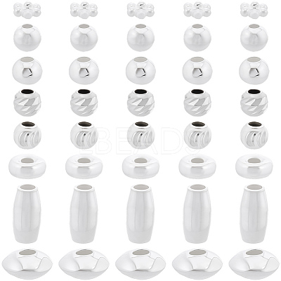80Pcs 8 Styles 925 Sterling Silver Beads STER-BBC0008-87-1