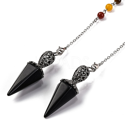 Natural & Synthetic Gemstone Pointed Hexagonal Cone Dowsing Pendulums G-Q184-03AS-1
