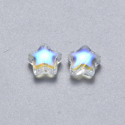 Transparent Spray Painted Glass Beads GLAA-R211-04-G03-1