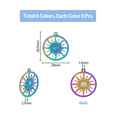 18Pcs 3 Colors Ion Plating(IP) 304 Stainless Steel Pendants STAS-DC0014-15-1