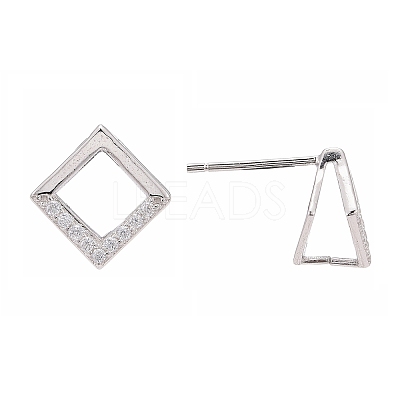 Anti-Tarnish Rhodium Plated 925 Sterling Silver Stud Earring Findings STER-F048-28P-1