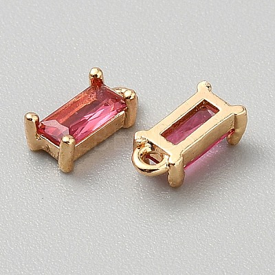 Golden Plated Brass Cubic Zirconia Charms ZIRC-WH0015-01G-05-1