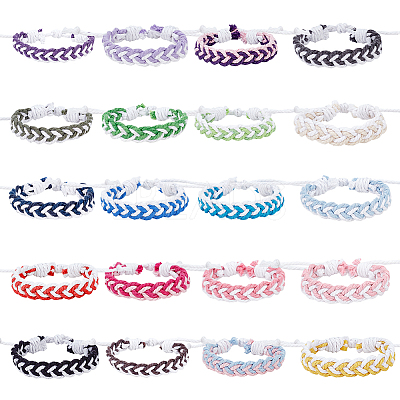 20Pcs 20 Colors Handmade Cotton & Linen Braided Cord Bracelets Set BJEW-AN0001-62-1