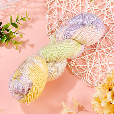 1 Skein 80% Wool 20% Acrylic Fiber Rainbow Segment Dyed Yarn OCOR-TA0003-02E-1