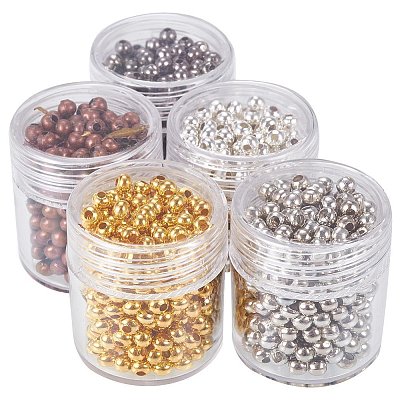 5 Box Iron Round Spacer Beads IFIN-X0001-03-B-WH-1