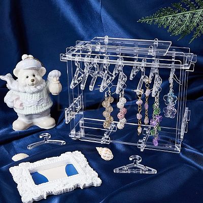 Assembled Transparent Acrylic Earring Display Stands EDIS-WH0021-12-1