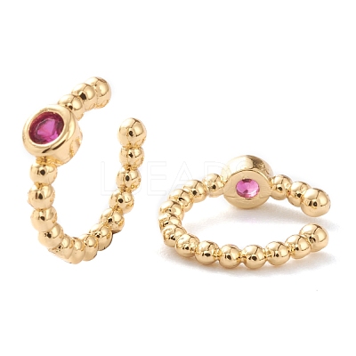 Brass Micro Pave Cubic Zirconia Cuff Earrings EJEW-H109-01D-G-1