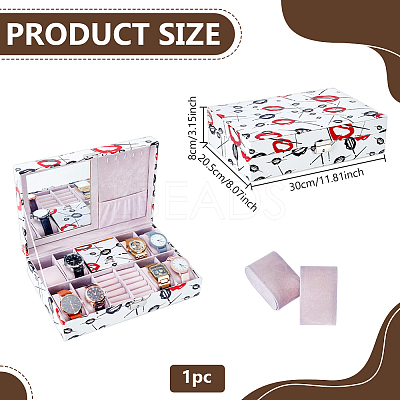 Red Lip Print PU Leather Jewelry Organizer Boxes CON-WH0110-332-1
