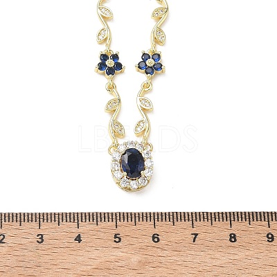 Brass Pave Cubic Zirconia Flower Pendant Necklaces NJEW-C121-04A-02G-1