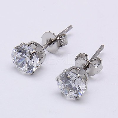 Cubic Zirconia Ear Studs STAS-E051-3F-1