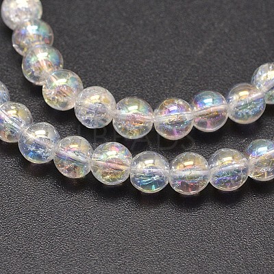 Electroplate Crackle Glass Round Bead Strands X-EGLA-J067-8mm-AB01-1