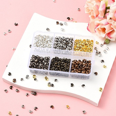 1200Pcs 6 Colors Iron Crimp Beads Covers IFIN-YW0003-72-1