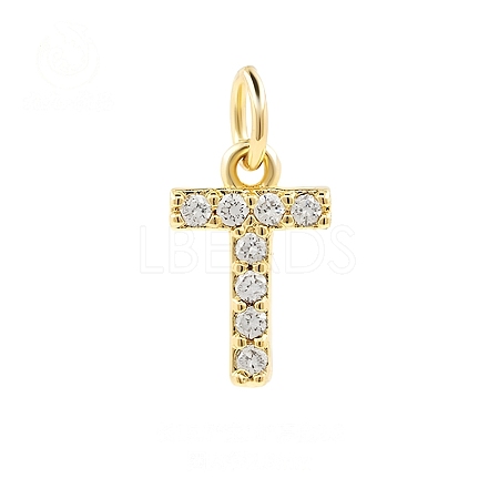 Brass Cubic Zirconia Pendants with Jump Rings FIND-PW0024-09T-1