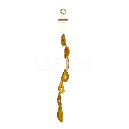 Chakra Natural Dyed Agate Piece Hanging Ornament HJEW-R126-01C-1