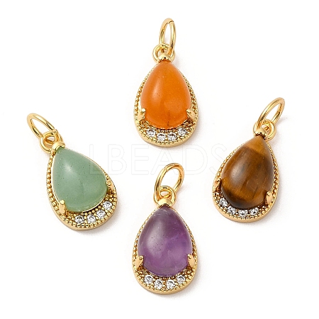 Natural Mixed Stone Teardrop Charms G-A034-01G-1