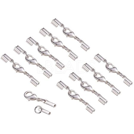Rack Plating Brass Lobster Claw Clasps with Clip Ends KK-PH0035-33S-1
