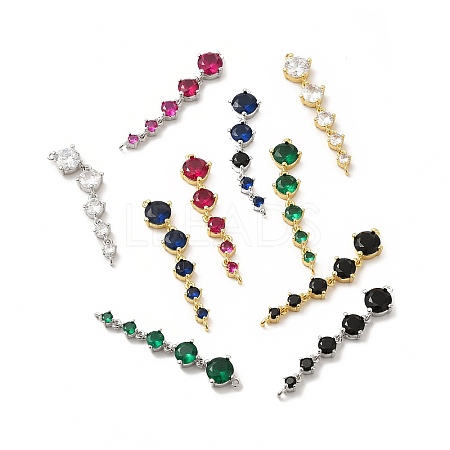Rack Plating Brass Pave Cubic Zirconia Connector Charms KK-G458-02-1