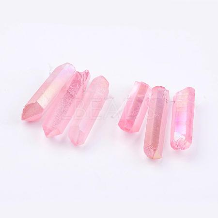 Electroplated Natural Quartz Crystal Graduated Beads Strands G-P315-A08-1