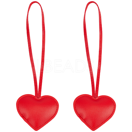 PU Leather Heart Pendant Decorations HJEW-CL0001-12A-1