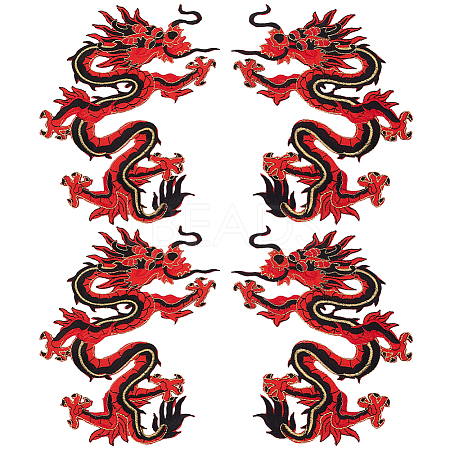 Dragon Embroidery Iron on/Sew on Patches DIY-WH0568-49-1