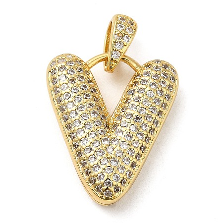 Brass Micro Pave Cubic Zirconia Pendants KK-E061-03G-22-1