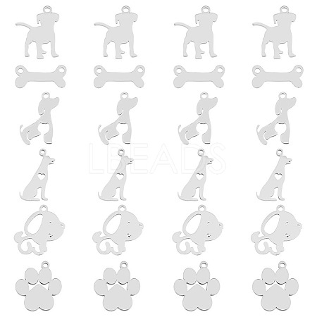 SUPERFINDINGS 24Pcs 6 Style 201 Stainless Steel Pendants STAS-FH0001-67-1