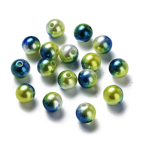 Rainbow ABS Plastic Imitation Pearl Beads OACR-Q174-10mm-16-1