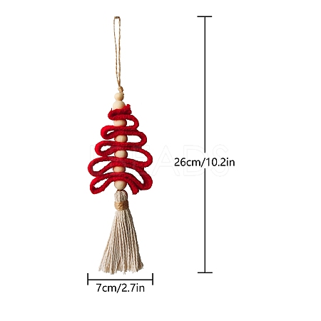 Cotton & Wood Christmas Tree Pendant Decorations PW-WG2550E-01-1