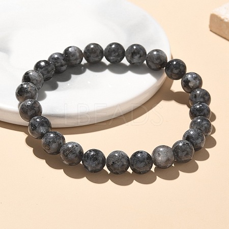 Natural Larvikite Bead Stretch Bracelets X-BJEW-K212-B-046-1