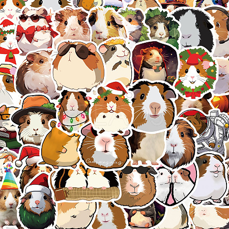 50Pcs Cute Cartoon Animal Guinea Pig Graffiti Paper Stickers PW-WG997B2-01-1