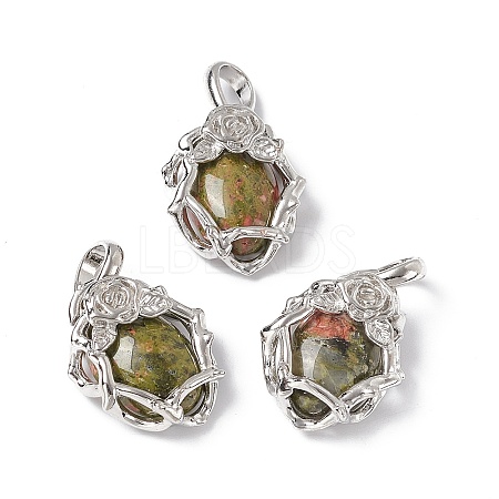 Natural Unakite Pendants G-P484-03P-02-1
