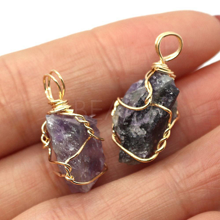 Raw Rough Natural Amethyst Pendants FIND-PW0020-04G-1