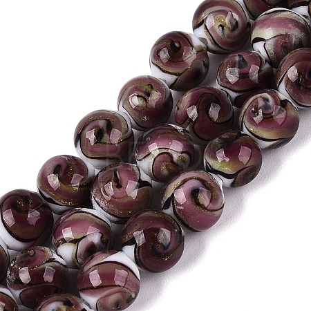 Gold Sand Handmade Lampwork Beads Strands LAMP-N037-08F-1