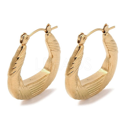 Texture 201 Stainless Steel Half Hoop Earrings for Women EJEW-G385-04G-1