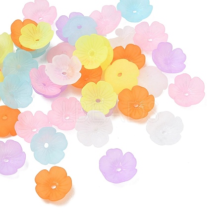 5-Petal Transparent Acrylic Bead Caps FACR-T001-11A-1