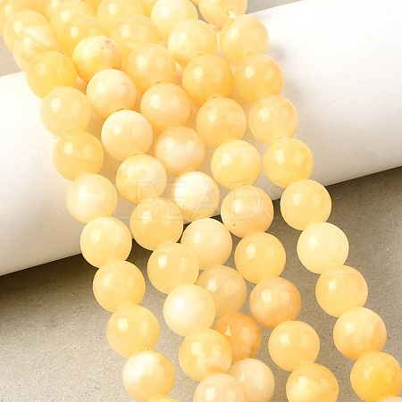 Natural Yellow Jade Beads Strands G-Q462-8mm-36-1