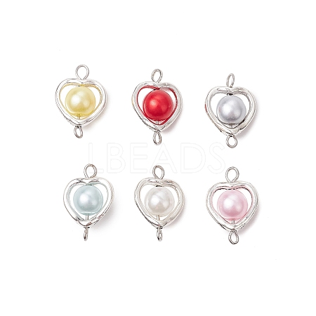 Heart Acrylic Pearl with Alloy Connector Charms PALLOY-JF03400-1