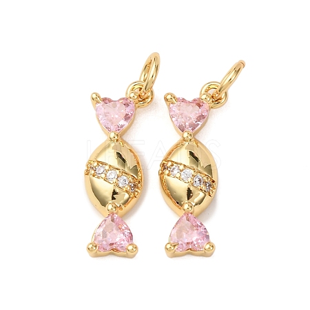 Brass Micro Pave Cubic Zirconia Pendants X-KK-D019-23G-1