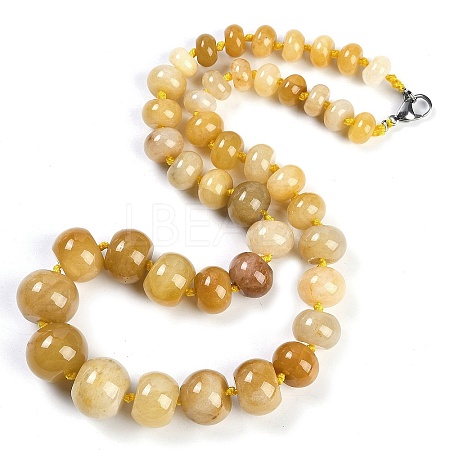 Natural Topaz Jade Rondelle Graduated Beaded Necklaces for Women Men NJEW-K388-02L-1