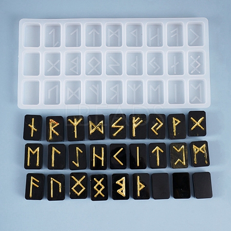Runes/Futhark/Futhorc Silicone Molds X-DIY-K017-17-1