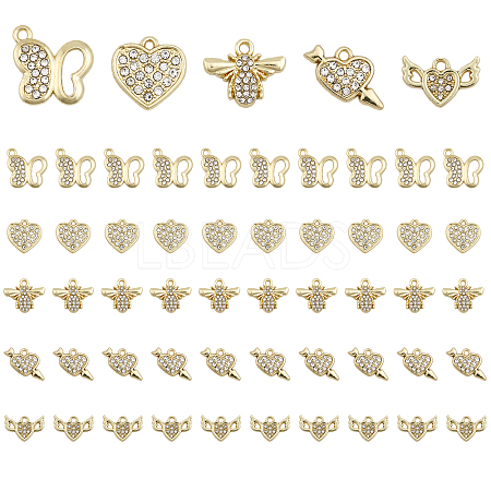 50Pcs 5 Styles Rack Plating Alloy Pendants FIND-CA0007-30-1